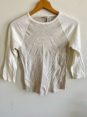 Vintage y2K Polo Ralph Lauren cream cotton knit baseball 3/4 sleeve top size S